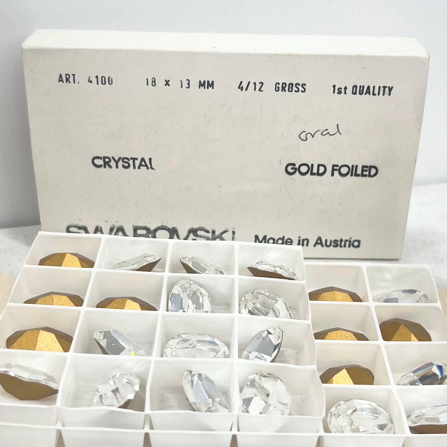 2 x Vintage 18x13mm Clear Oval Swarovski Crystal Rhinestone Point Back Stones 4100 - for jewellery making & crafts - SD1 TheGreenGlassGemShop