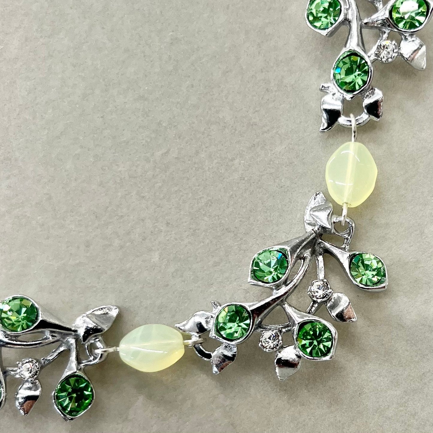 Vintage Sparkling Green Uranium Crystal Necklace Calla Lily Floral Design in a Silvef Plated Setting UV Reactive Glowing Jewellery TheGreenGlassGemShop