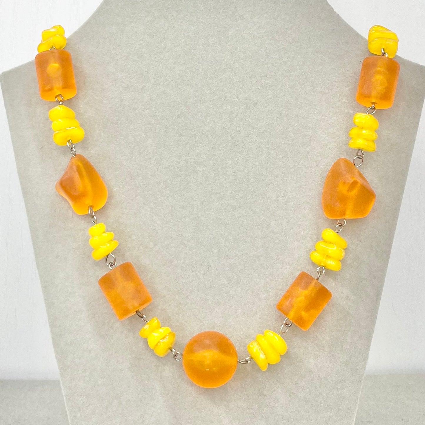 Vintage Chunky Orange Acrylic / Plastic Bead Necklace Retro Statement Piece Vintage Jewellery 19” Long TheGreenGlassGemShop