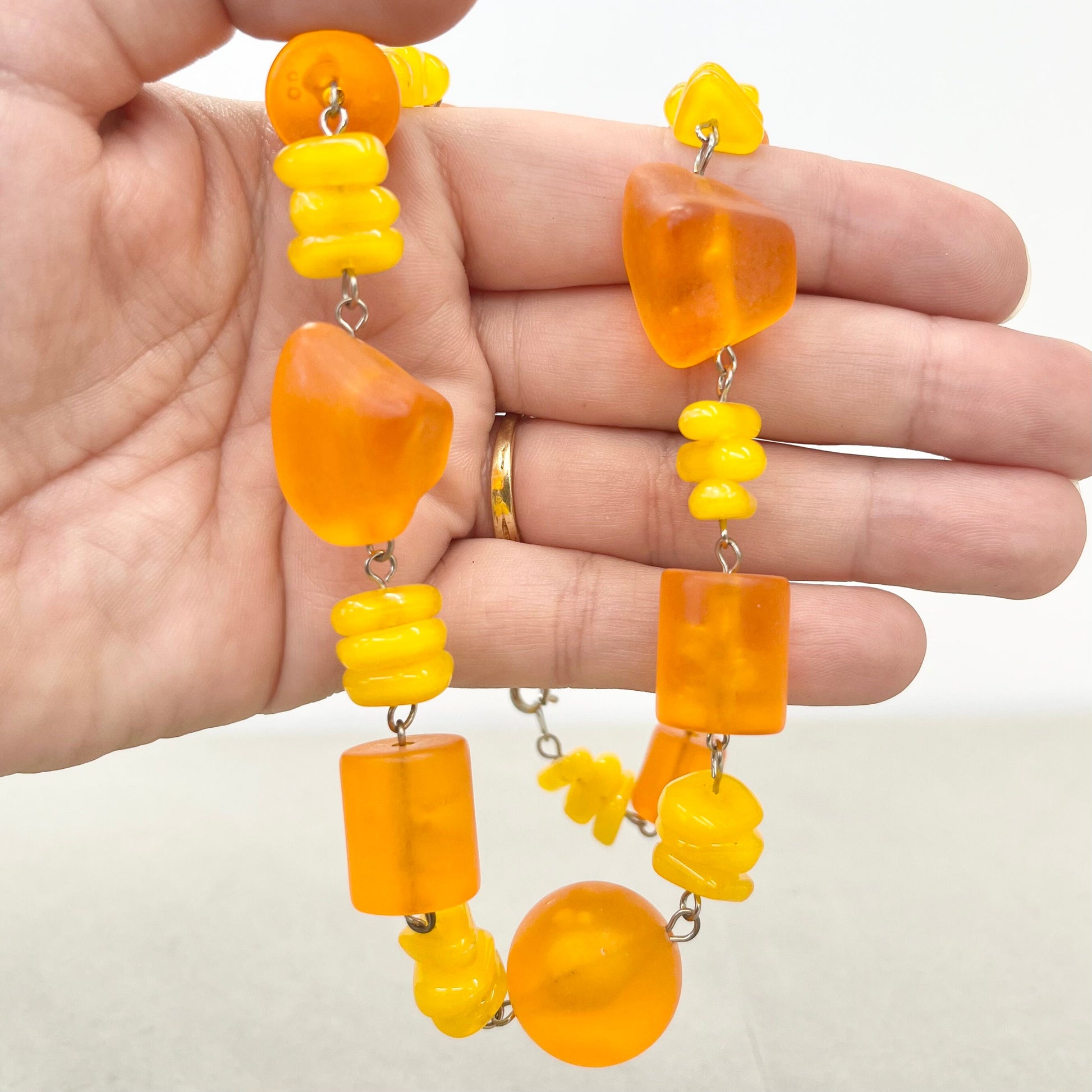 Vintage Chunky Orange Acrylic / Plastic Bead Necklace Retro Statement Piece Vintage Jewellery 19” Long TheGreenGlassGemShop