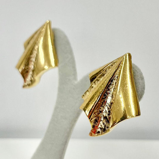 Vintage Gold Tone Triangular Geometric Clip On Earrings 1970’s - 1980’s Brand New Vintage Dead Stock TheGreenGlassGemShop