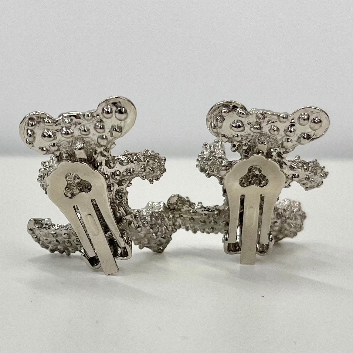 Vintage Silver Tone Large Teddy Bear Clip On Earrings 1970’s - 1980’s Brand New Vintage Dead Stock TheGreenGlassGemShop