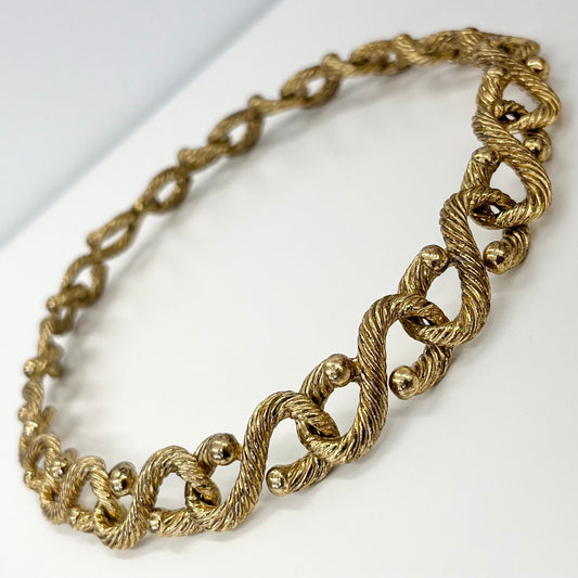 Vintage Gold Tone Chunky Knot Design Collar Necklace 1970’s - 1980’s TheGreenGlassGemShop