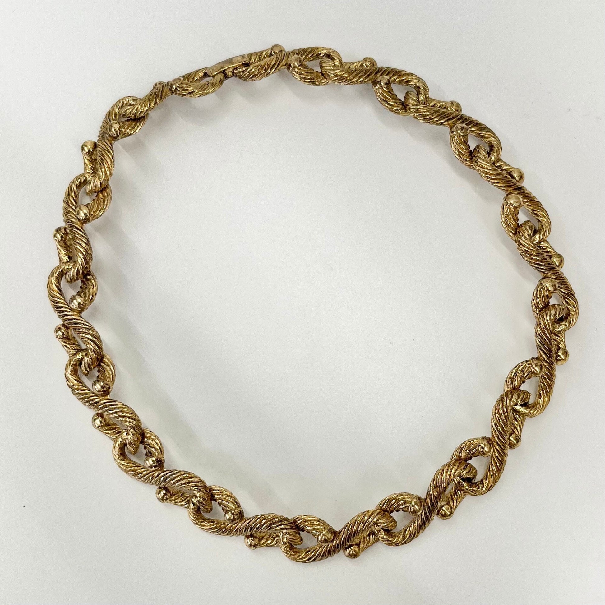 Vintage Gold Tone Chunky Knot Design Collar Necklace 1970’s - 1980’s TheGreenGlassGemShop