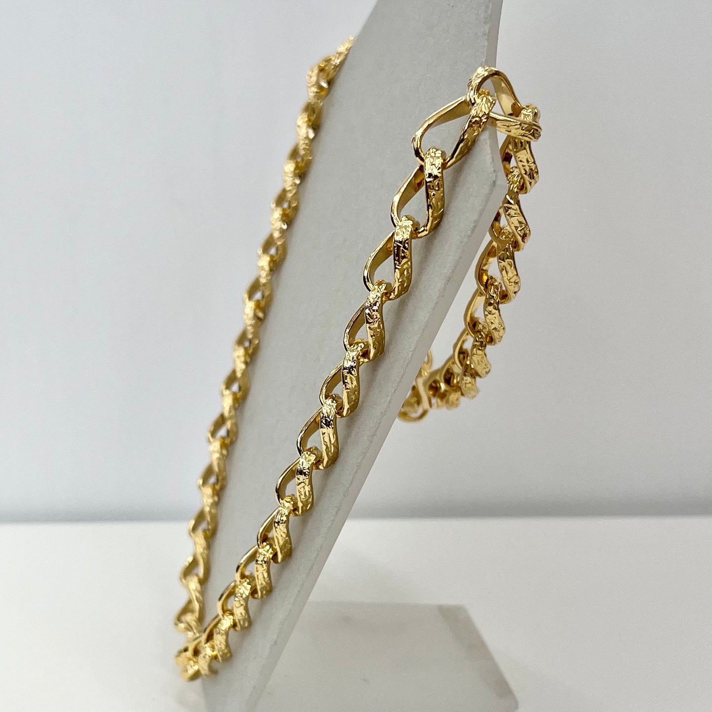 Vintage 24” Long Gold Plated Chunky Textured Curb Chain Necklace 1970’s - 1980’s Statement Power Chain TheGreenGlassGemShop