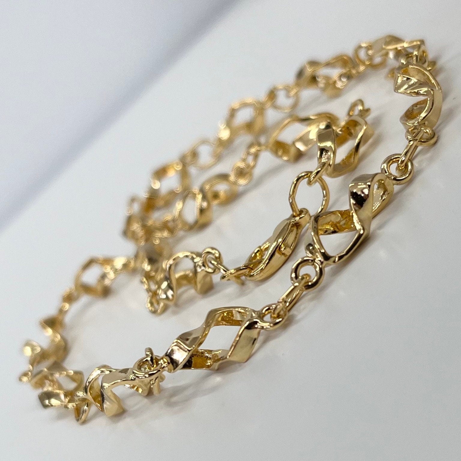 Vintage 17” Gold Plated Unusual Fancy Cut Link Chain Necklace 1970’s - 1980’s Statement Power Chain TheGreenGlassGemShop