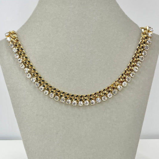 Vintage Gold Plated Shell Design Crystal Collar Necklace 1980’s New Vintage Dead Stock TheGreenGlassGemShop