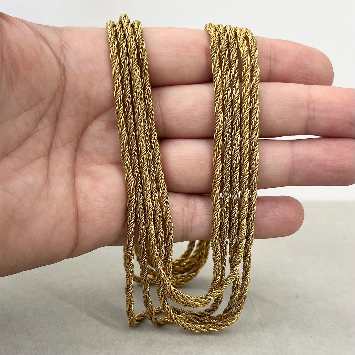 Vintage Gold Plated Multi Strand Necklace with Five Rope Twist Chains 1970’s - 1980’s TheGreenGlassGemShop