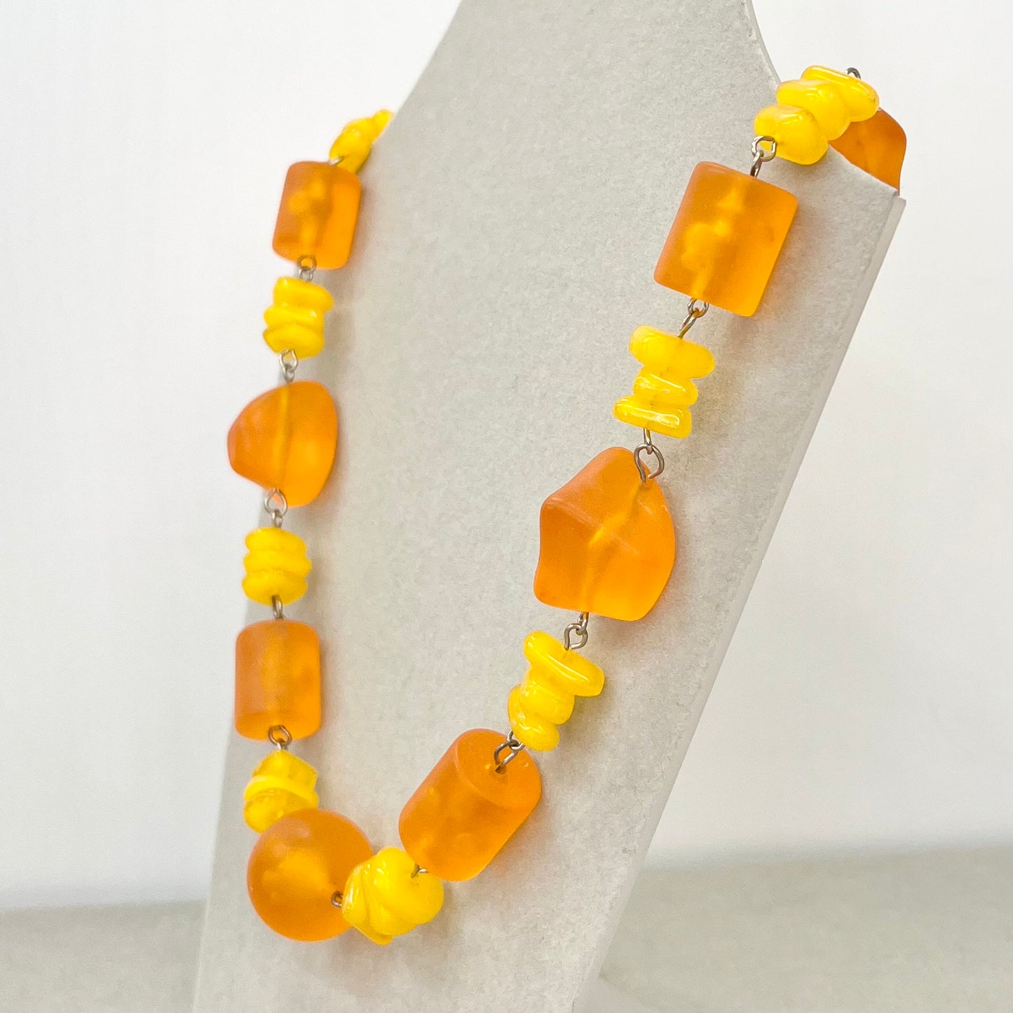 Vintage Chunky Orange Acrylic / Plastic Bead Necklace Retro Statement Piece Vintage Jewellery 19” Long TheGreenGlassGemShop