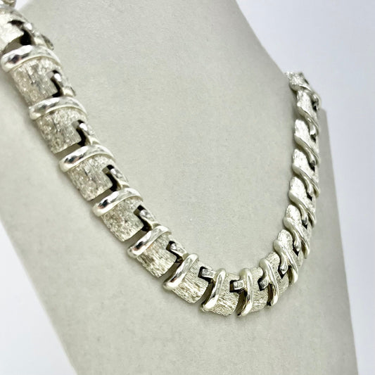 Vintage Corocraft Silver Tone Chunky Collar Necklace 1970’s - 1980’s Modernist Brutalist Style TheGreenGlassGemShop