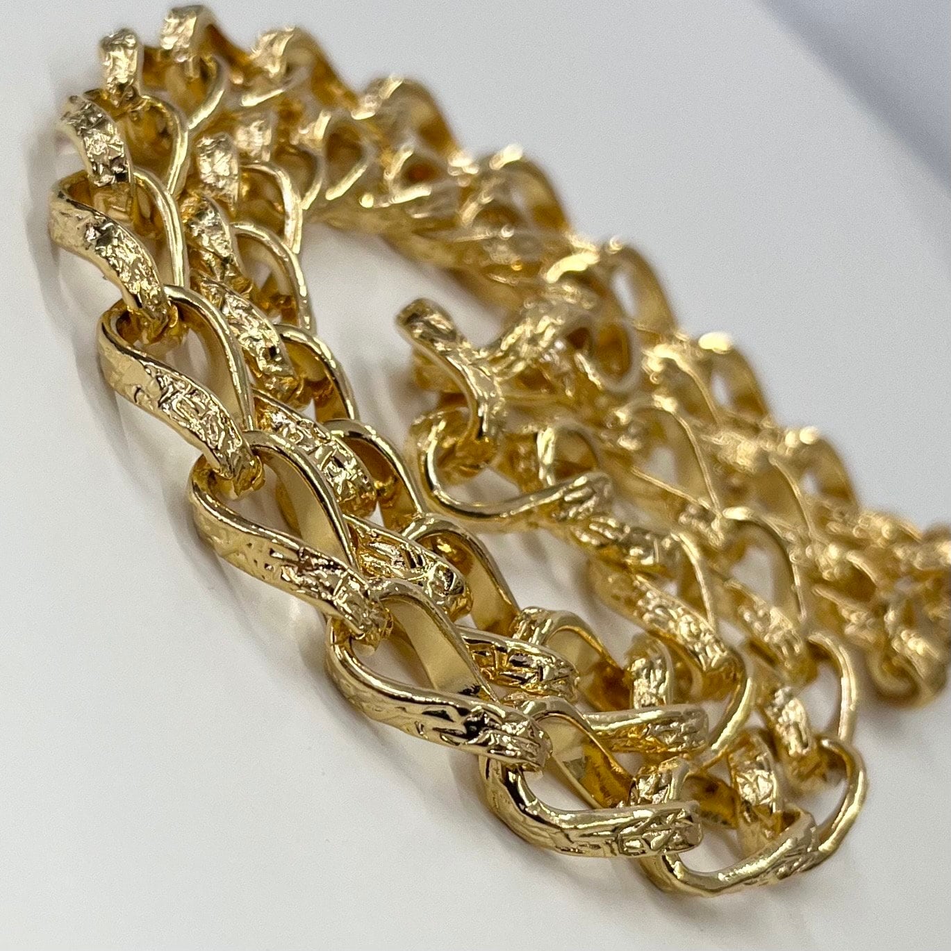 Vintage 24” Long Gold Plated Chunky Textured Curb Chain Necklace 1970’s - 1980’s Statement Power Chain TheGreenGlassGemShop