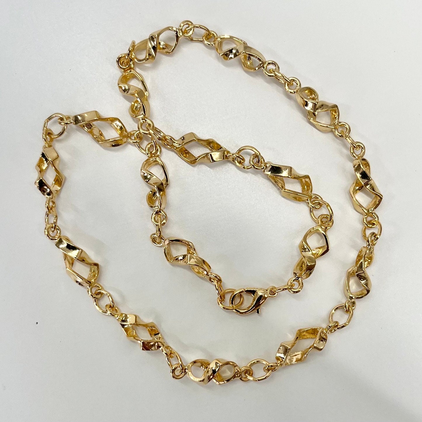 Vintage 17” Gold Plated Unusual Fancy Cut Link Chain Necklace 1970’s - 1980’s Statement Power Chain TheGreenGlassGemShop