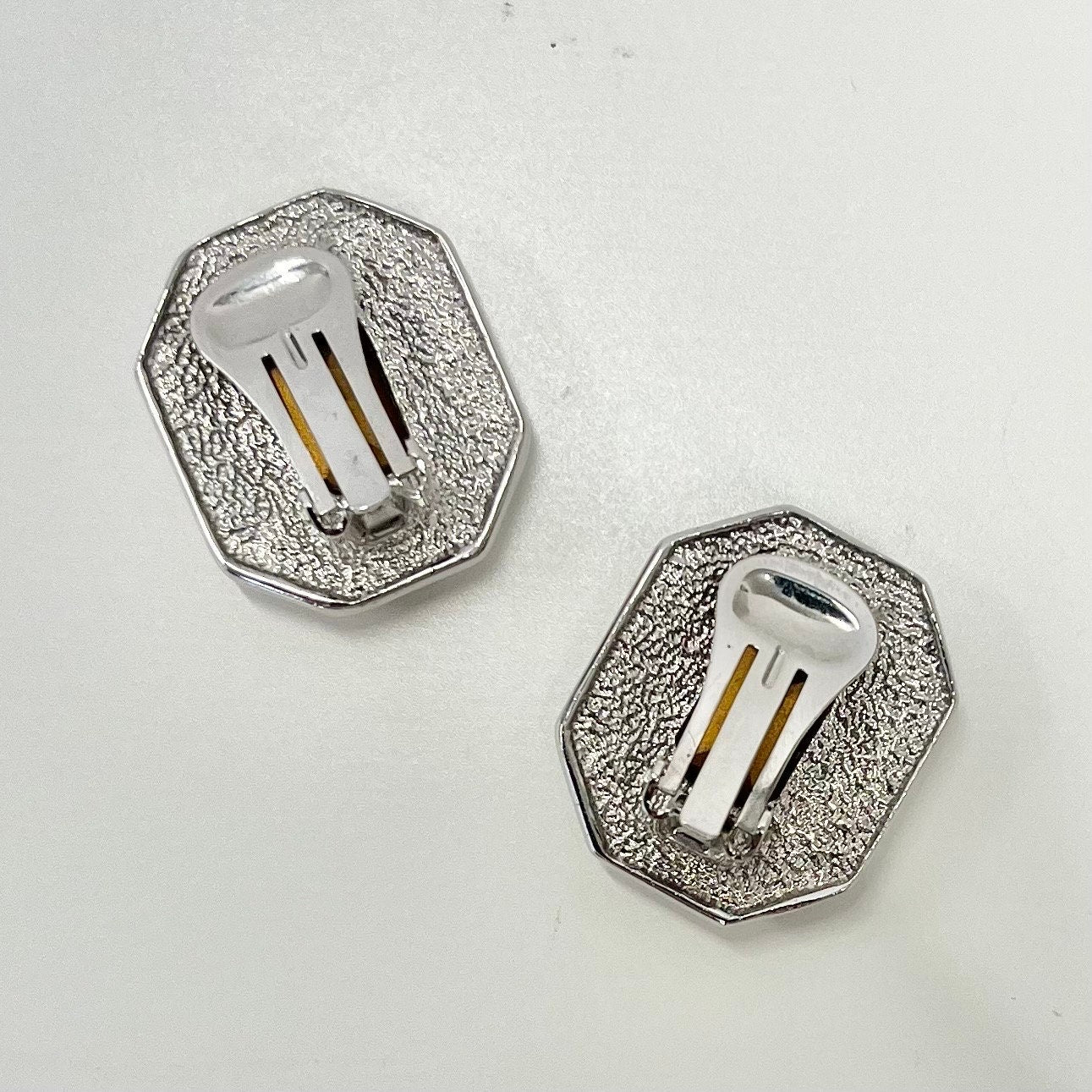 Vintage Large Clear Crystal Emerald Cut Statement Clip On Earrings Silver & Gold Plated Hollywood Glamour TheGreenGlassGemShop