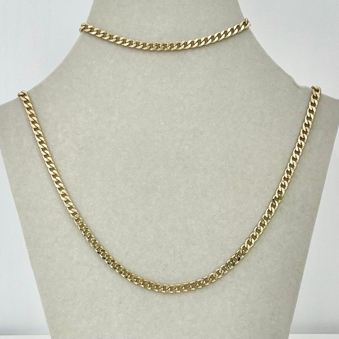 Vintage Pierre Cardin Gold Tone Flat Curb Chain Necklace & Bracelet Set 18” Necklace 7” Bracelet TheGreenGlassGemShop