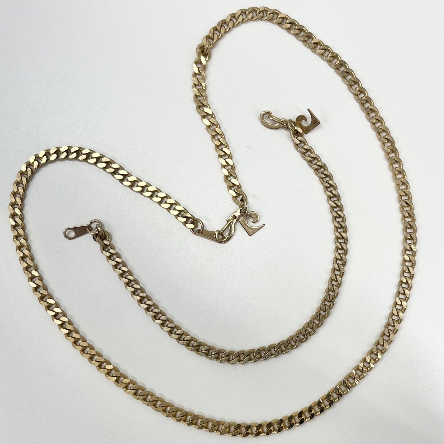 Vintage Pierre Cardin Gold Tone Flat Curb Chain Necklace & Bracelet Set 18” Necklace 7” Bracelet TheGreenGlassGemShop