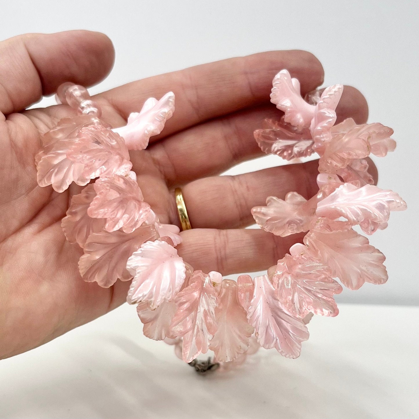 Vintage 1970’s Pink Lucite Plastic Leaf Cluster Necklace Fabulous Statement Leafy Design Necklace TheGreenGlassGemShop