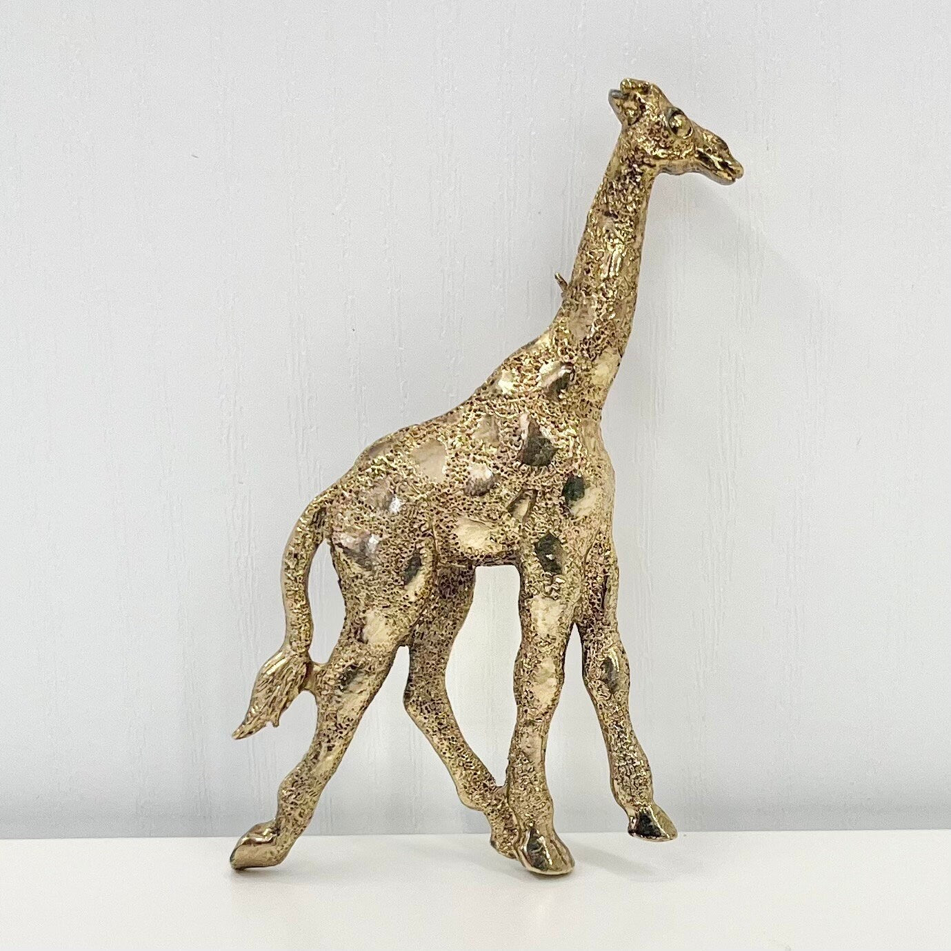 Vintage Gold Tone Crystal Textured Giraffe Brooch Animal Brooch Costume Jewellery Piece TheGreenGlassGemShop