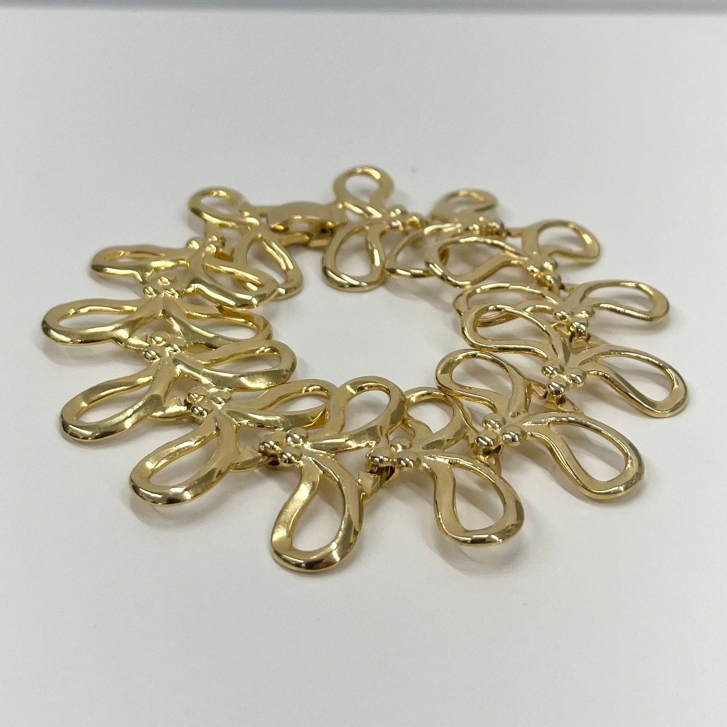 Vintage Gold Plate 1970’s Wide Sycamore Link Bracelet Power Dressing Costume Jewellery TheGreenGlassGemShop