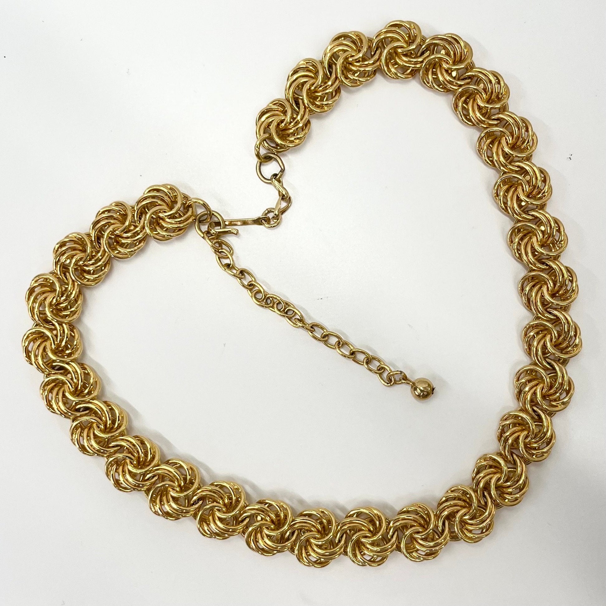 Vintage 17” Long Gold Plated Chunky Rosa Rope Link Chain Necklace 1970’s - 1980’s Statement Power Chain TheGreenGlassGemShop