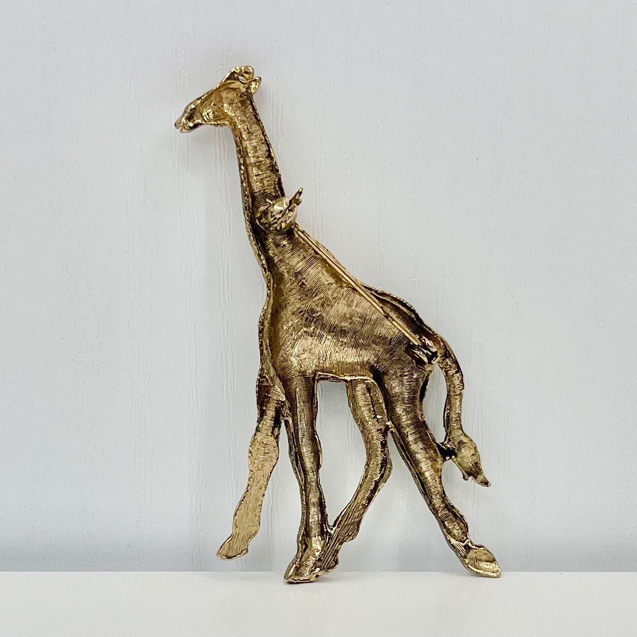 Vintage Gold Tone Crystal Textured Giraffe Brooch Animal Brooch Costume Jewellery Piece TheGreenGlassGemShop