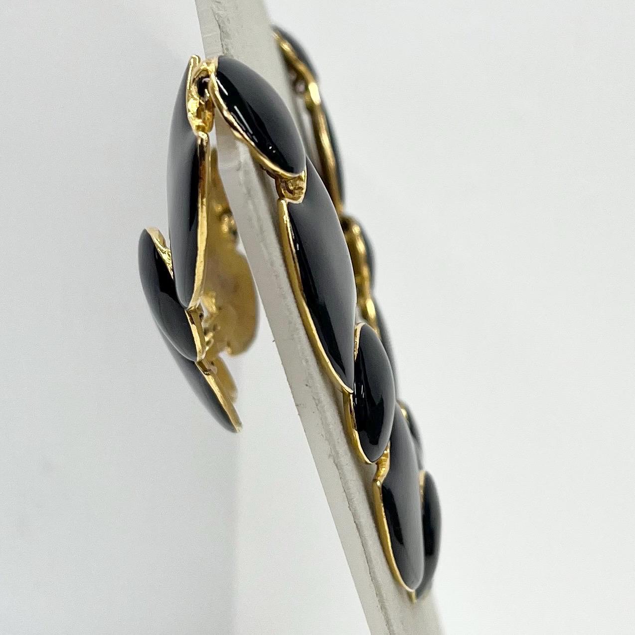 Vintage Gold Tone Black Enamelled Largd Link Necklace Fabulous 1970’s - 1980’s Collar Style Necklace TheGreenGlassGemShop