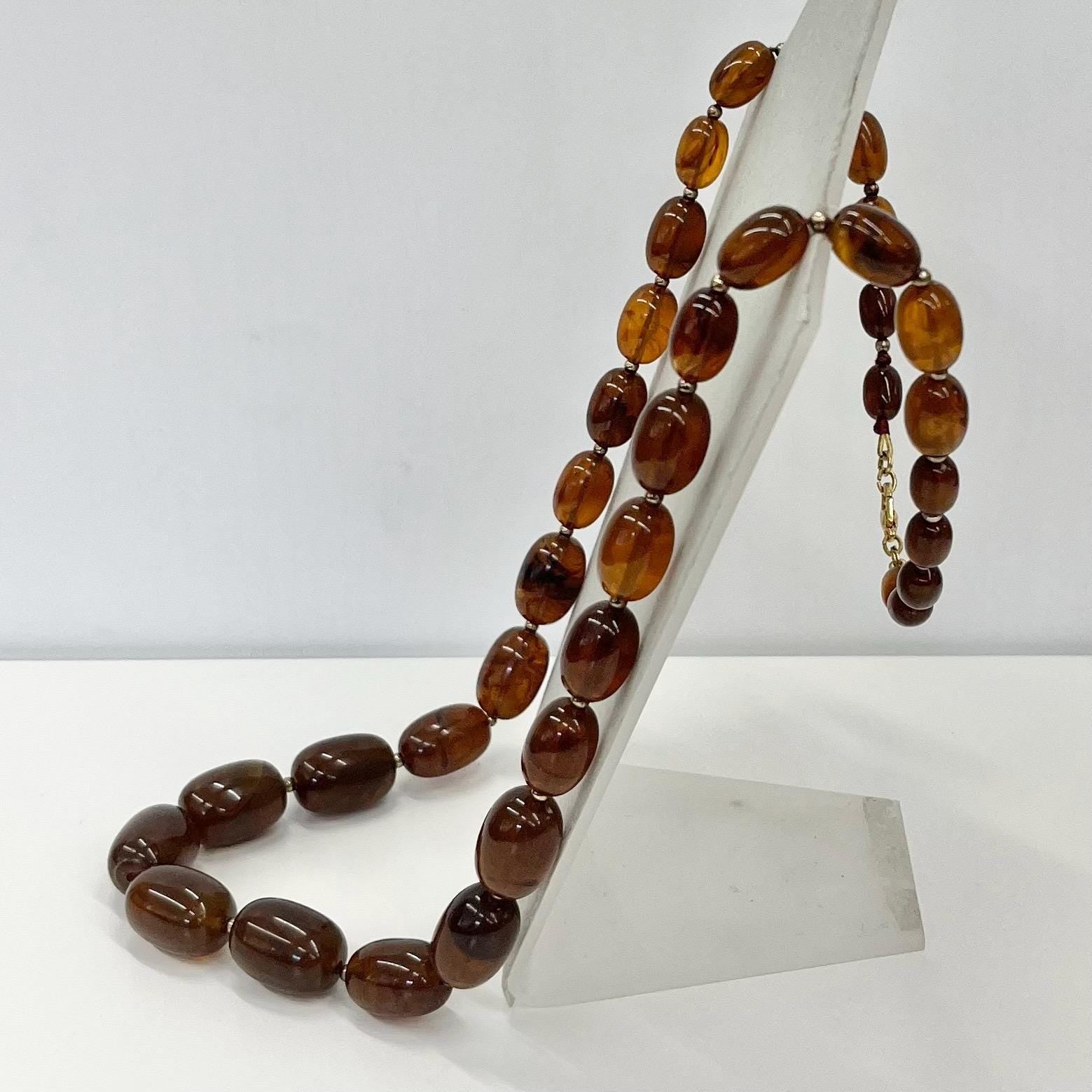 Vintage Chunky Light Brown Swirl Early Plastic / Bakelite Necklace Statement Piece Vintage Jewellery 29” Long 22 x 15mm Beads TheGreenGlassGemShop