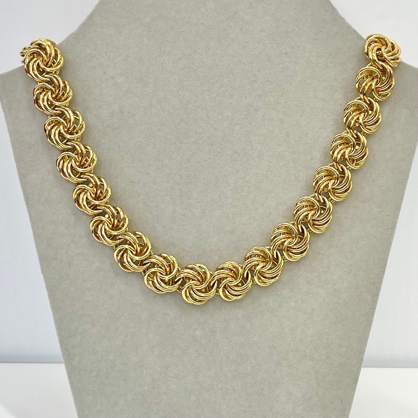 Vintage 17” Long Gold Plated Chunky Rosa Rope Link Chain Necklace 1970’s - 1980’s Statement Power Chain TheGreenGlassGemShop