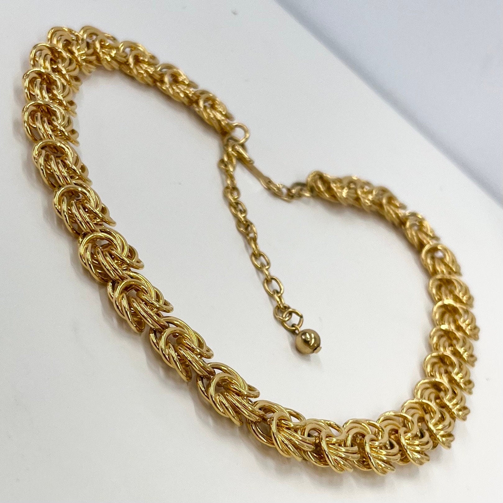 Vintage 17” Long Gold Plated Chunky Rosa Rope Link Chain Necklace 1970’s - 1980’s Statement Power Chain TheGreenGlassGemShop