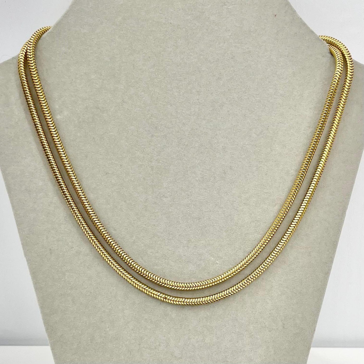 Vintage Two Strand 16” Gold Filled Snake Chain Necklace 1980’s Statement Chain TheGreenGlassGemShop