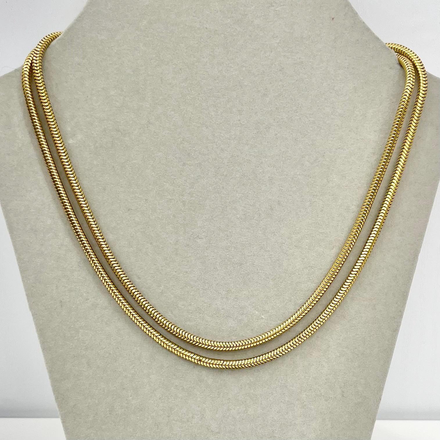 Vintage Two Strand 16” Gold Filled Snake Chain Necklace 1980’s Statement Chain TheGreenGlassGemShop