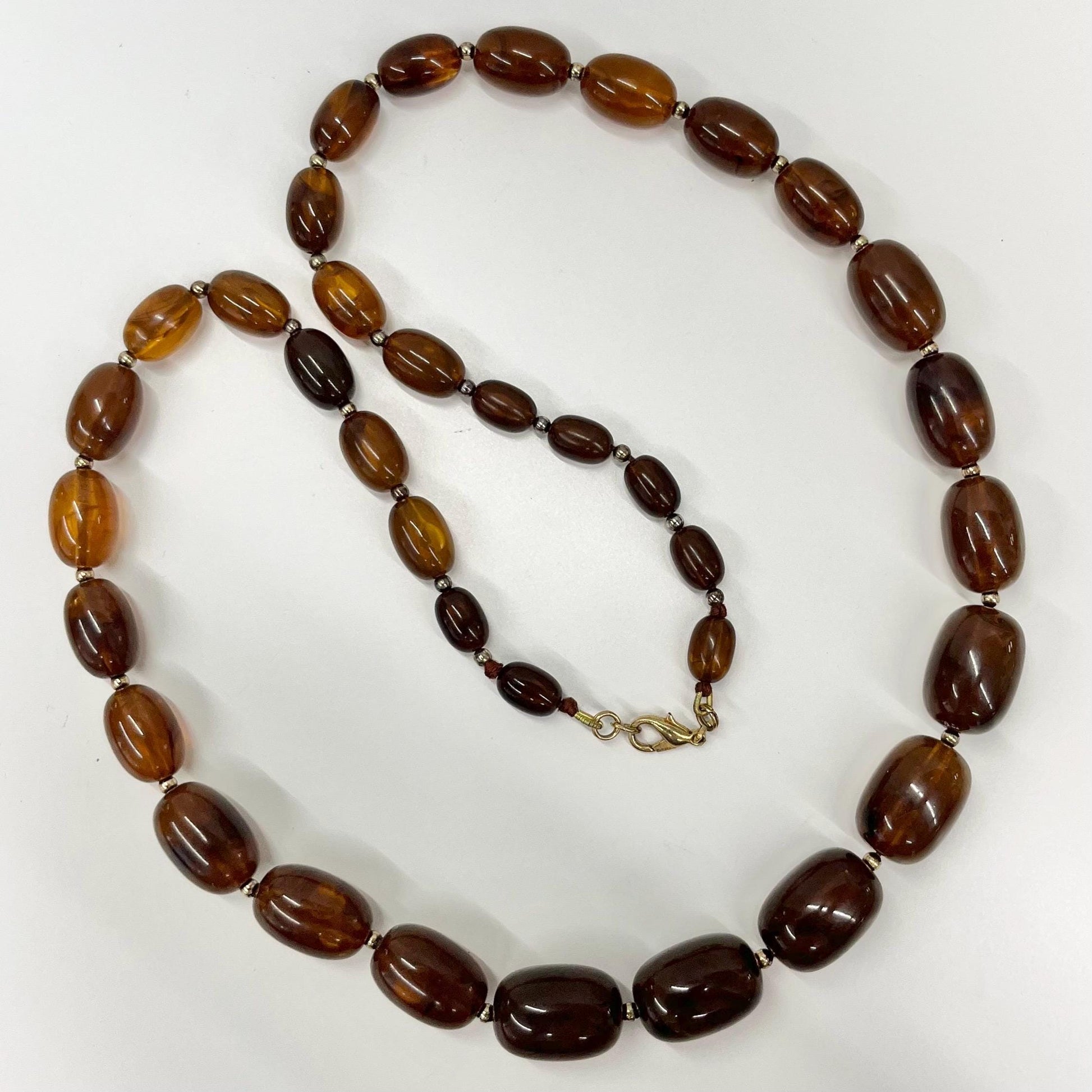 Vintage Chunky Light Brown Swirl Early Plastic / Bakelite Necklace Statement Piece Vintage Jewellery 29” Long 22 x 15mm Beads TheGreenGlassGemShop