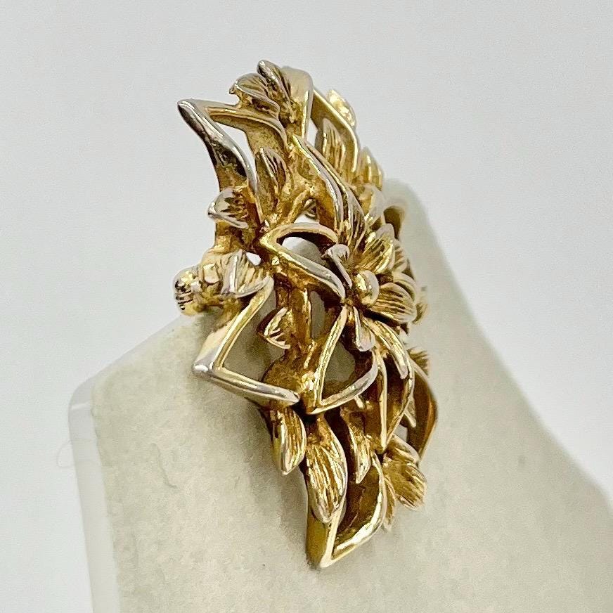 Vintage Sarah Coventry Gold Tone Brooch Large Floral Filigree Design Contempory Costume Jewellery Statement Piece TheGreenGlassGemShop