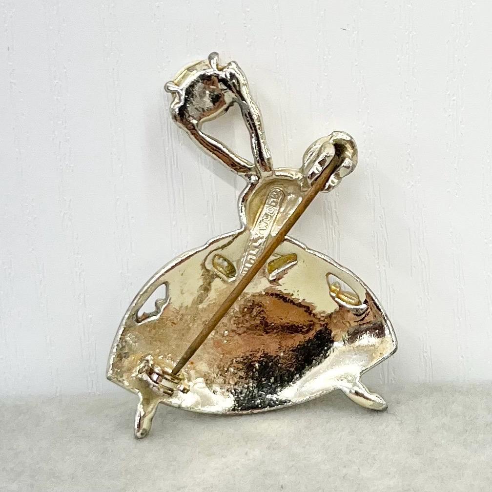 Vintage Hollywood Ballerina Dancer Brooch Silver Tone with Mother of Pearl TheGreenGlassGemShop