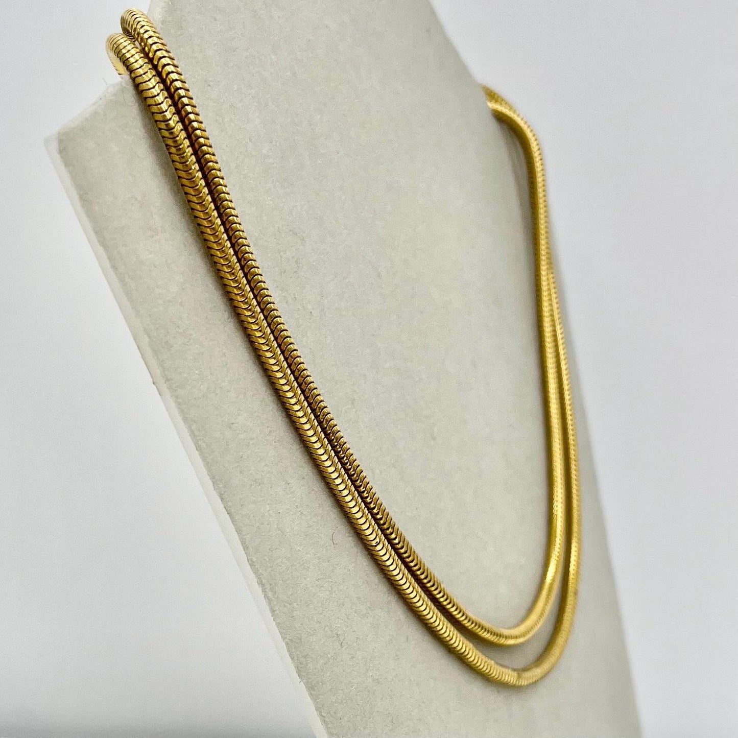 Vintage Two Strand 16” Gold Filled Snake Chain Necklace 1980’s Statement Chain TheGreenGlassGemShop