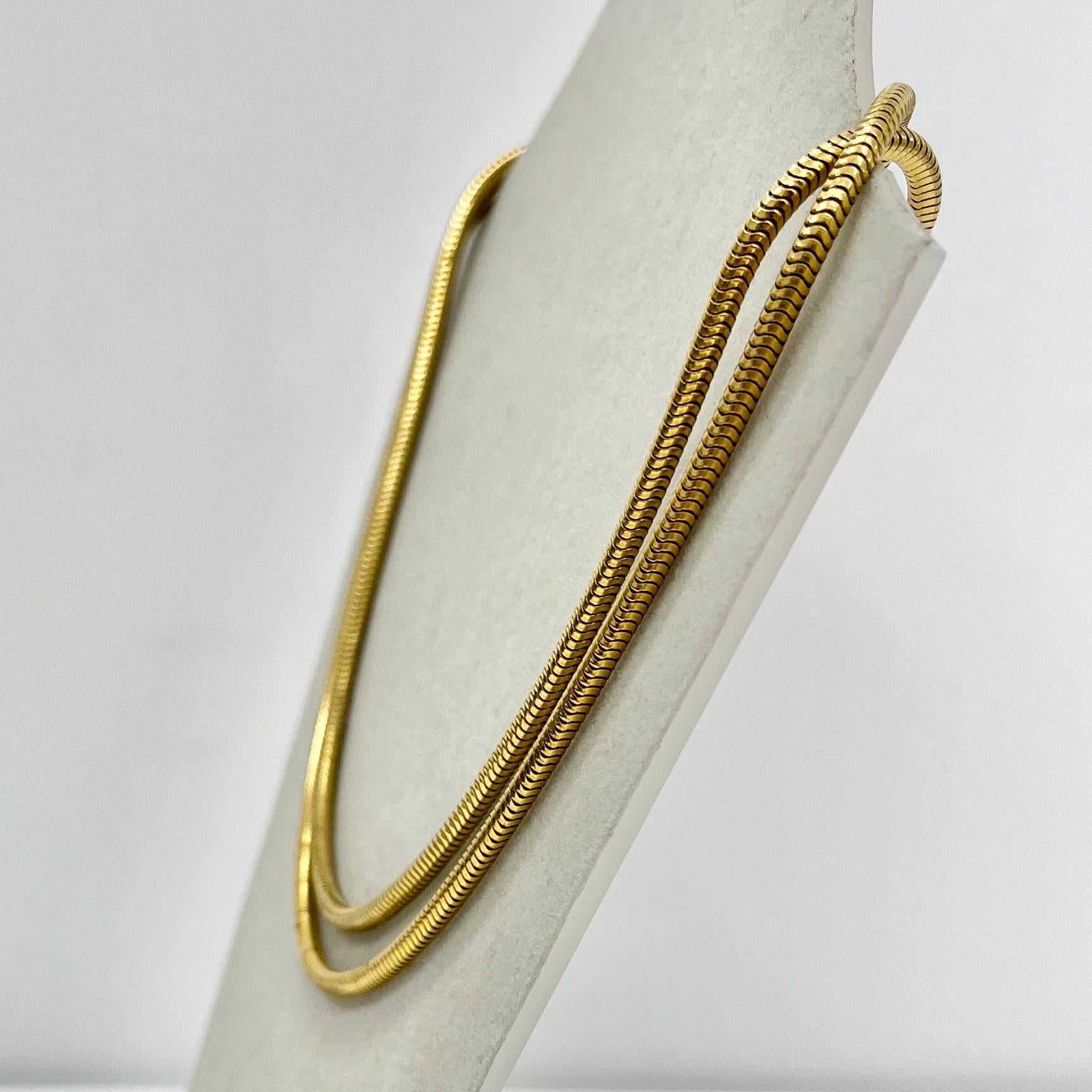 Vintage Two Strand 16” Gold Filled Snake Chain Necklace 1980’s Statement Chain TheGreenGlassGemShop