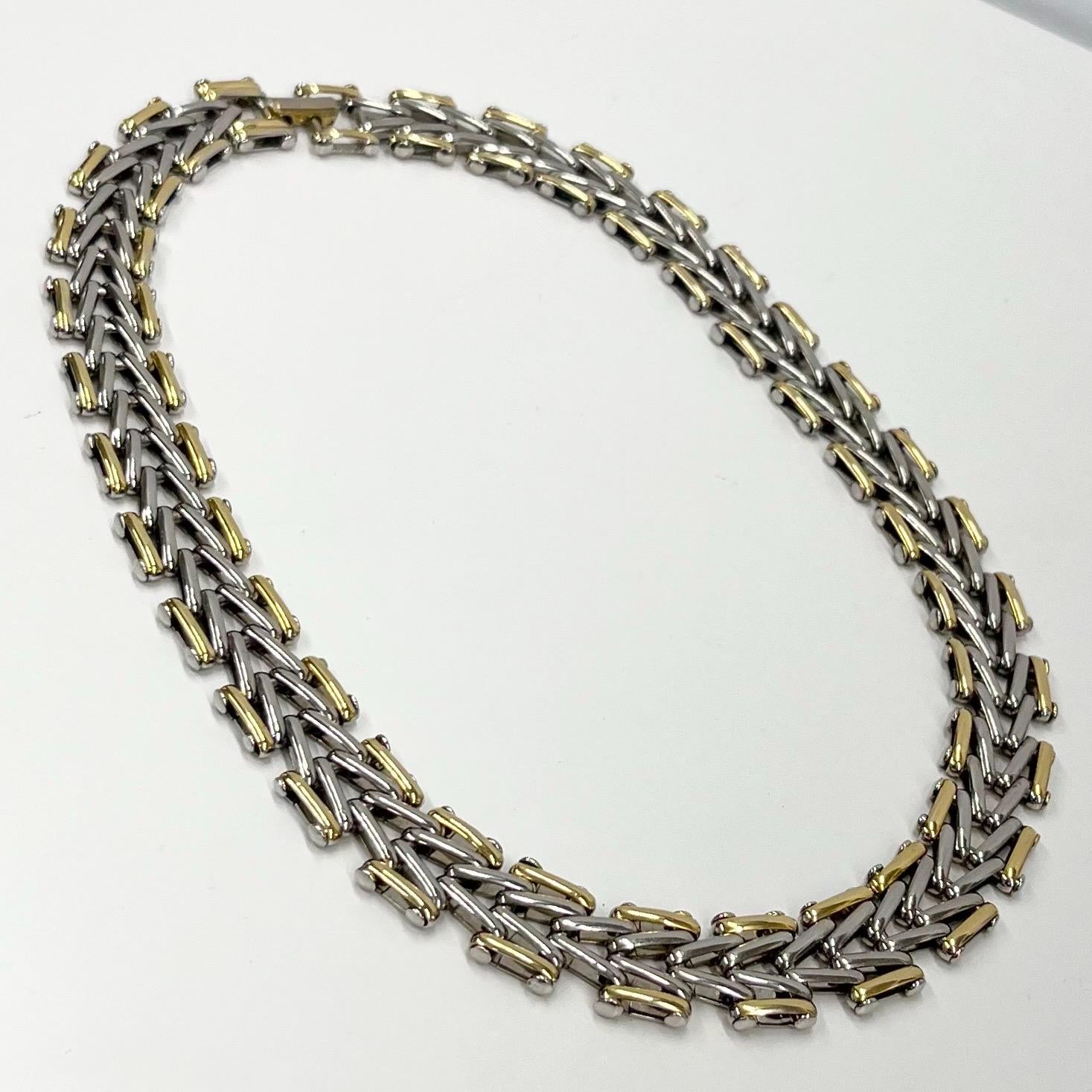 Vintage 16” Gold & Silver Two Tone Coloured Unusual Box Chain Necklace 1980’s Statement Chain 15mm Wide TheGreenGlassGemShop