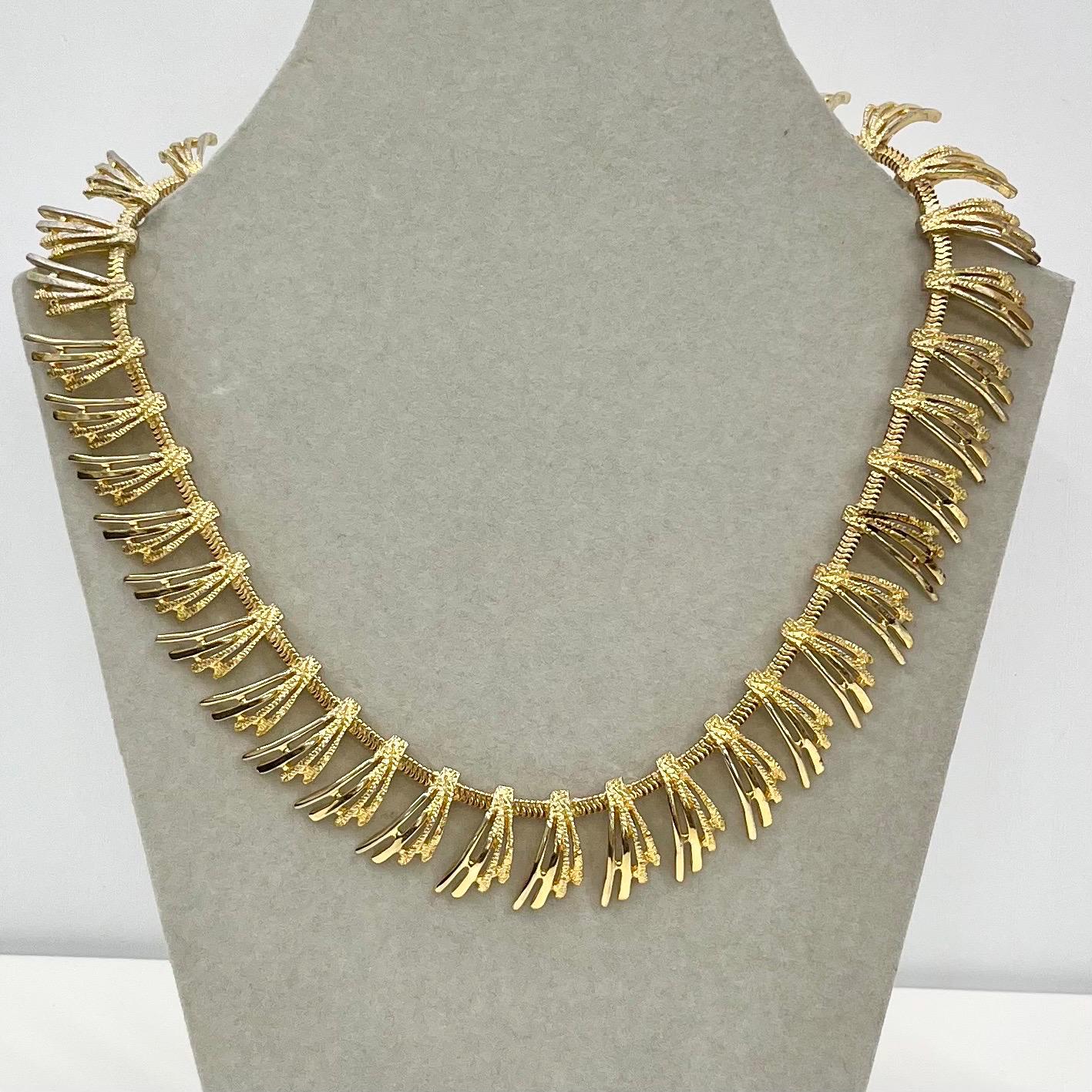 Vintage Gold Tone Brutalist Fringe Link Chain Necklace 1970’s - 1980’s Statement Power Chain TheGreenGlassGemShop