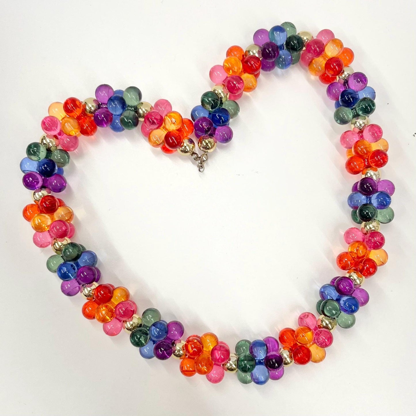 Vintage Chunky Multi Coloured Acrylic / Plastic Bobble Bead Necklace Retro Statement Piece Vintage Jewellery 18” Long Pink Red Purple Orange TheGreenGlassGemShop