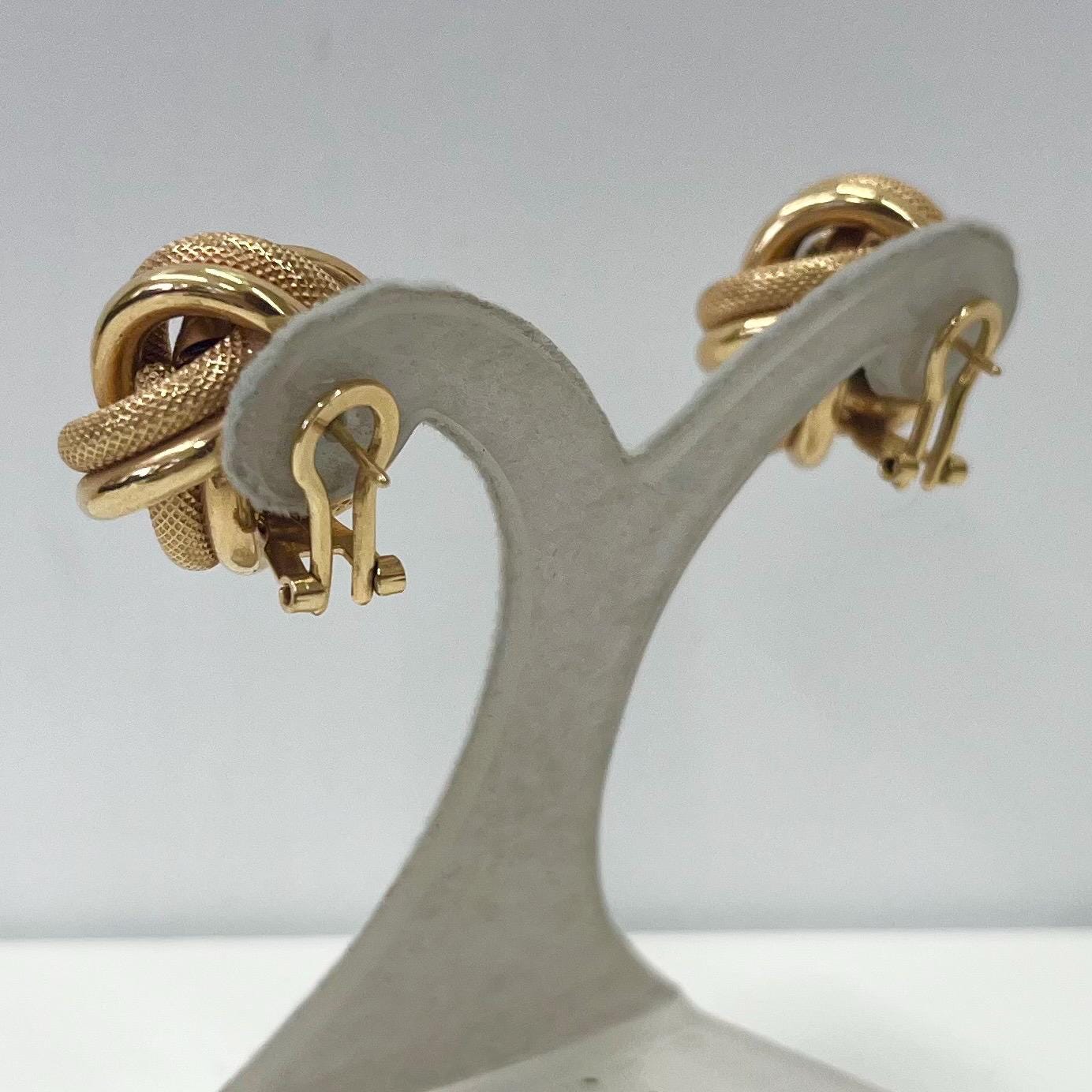 Vintage 9ct Gold Large Twisted Knot Stud Earrings for Pierced Ears Fully Hallmarked 9ct Gold TheGreenGlassGemShop