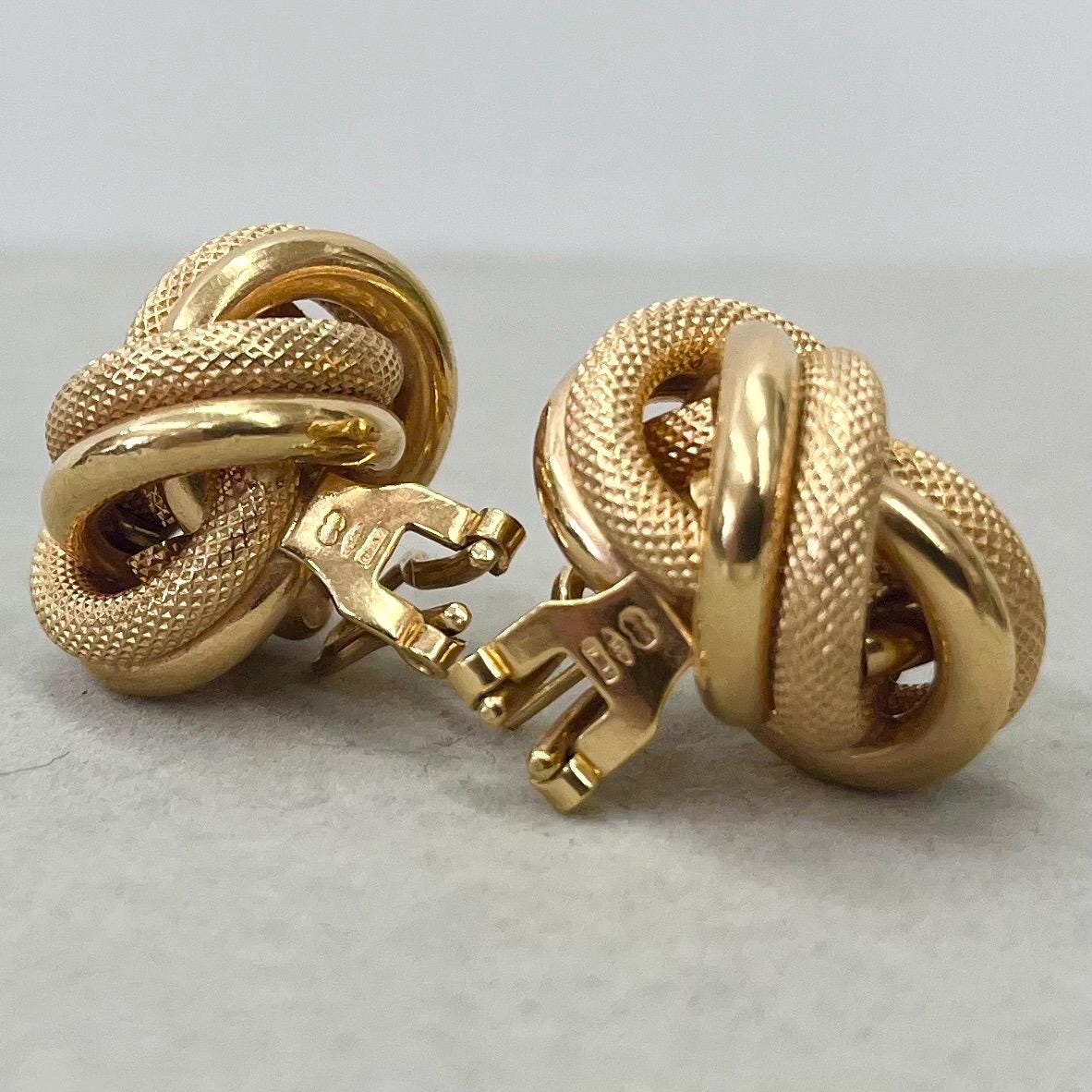 Vintage 9ct Gold Large Twisted Knot Stud Earrings for Pierced Ears Fully Hallmarked 9ct Gold TheGreenGlassGemShop