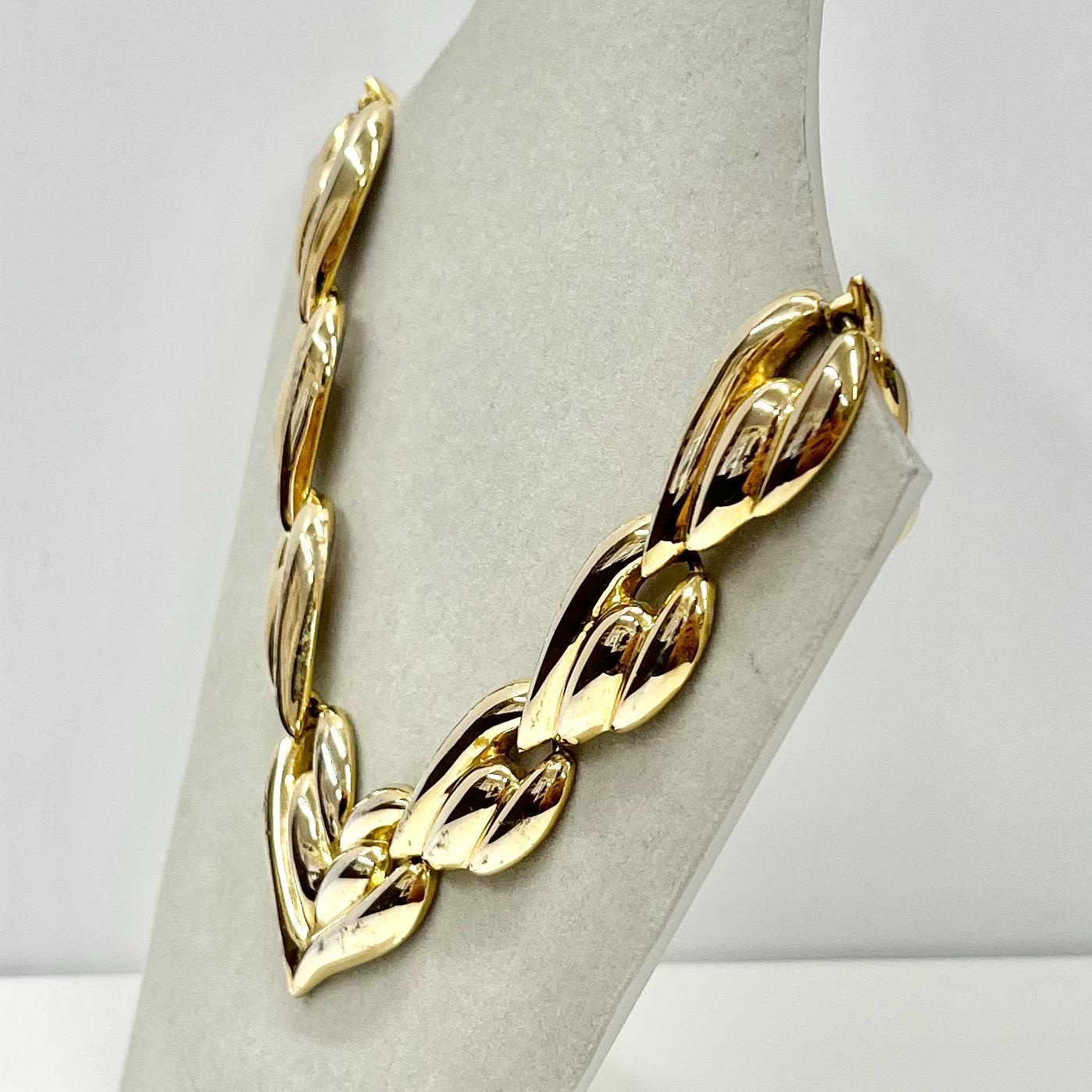 Vintage 16” Long Gold Plated Chunky Heart Link Chain Necklace / Collar 1970’s - 1980’s Statement Power Chain TheGreenGlassGemShop