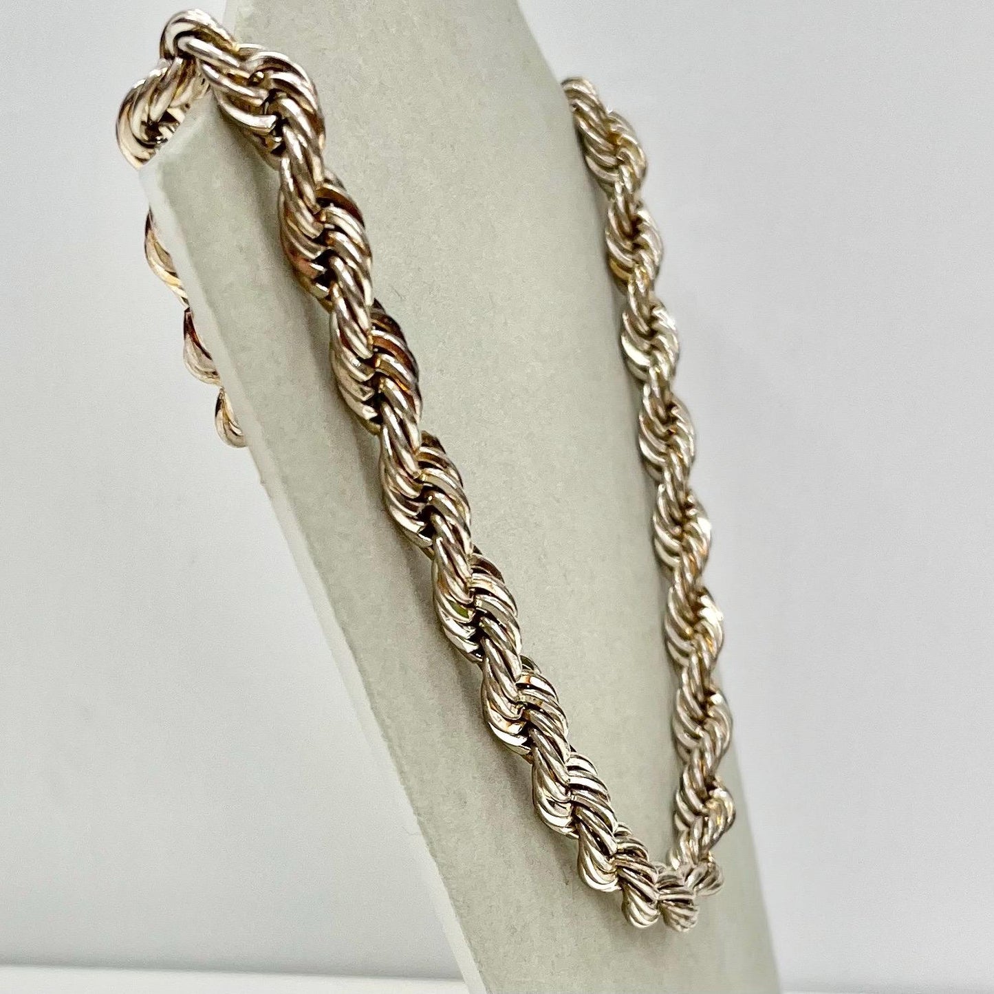 Vintage Chunky 18” Long Light Gold Plate 8mm Rope Twist Chain Necklace 1970’s - 1980’s Statement Power Chain TheGreenGlassGemShop