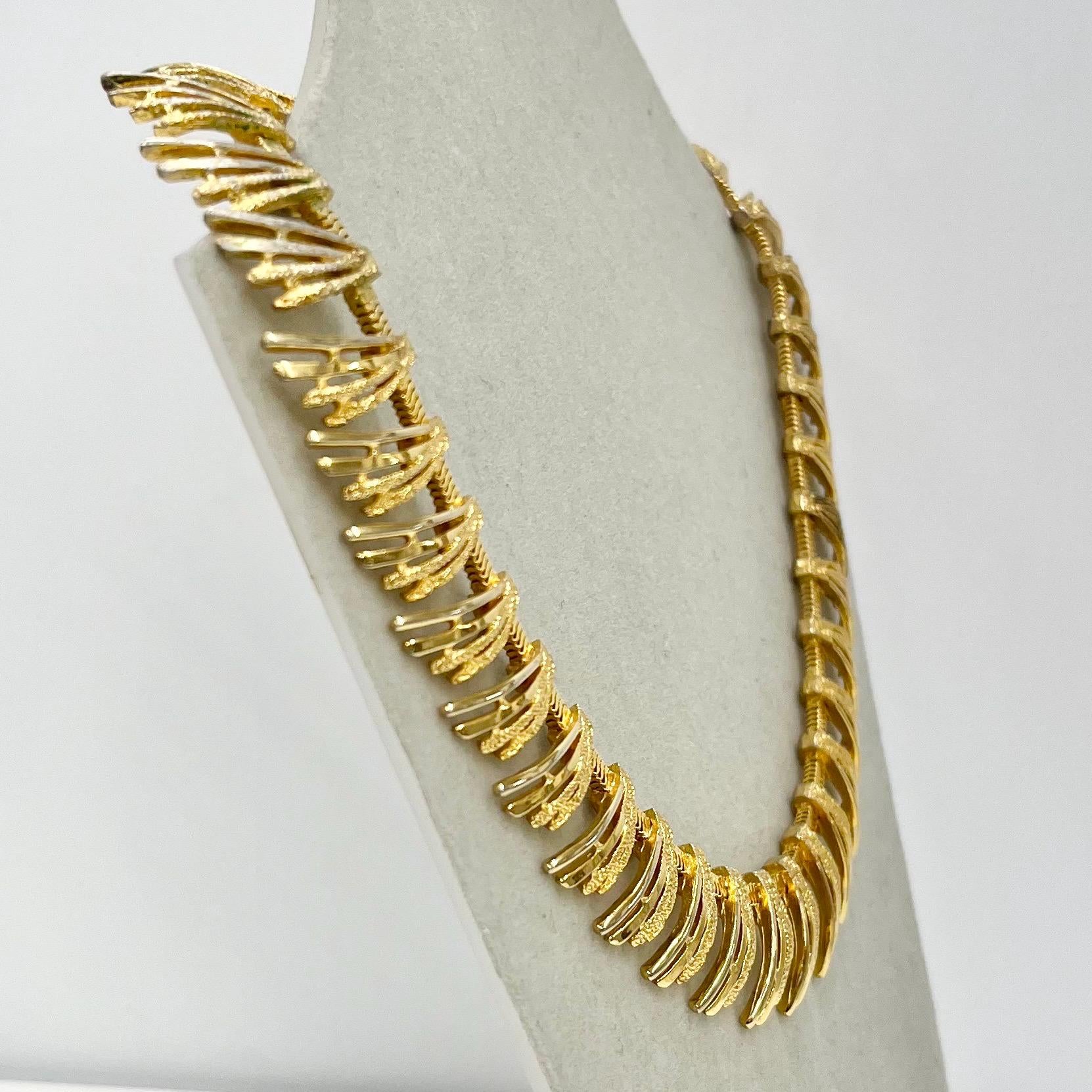 Vintage Gold Tone Brutalist Fringe Link Chain Necklace 1970’s - 1980’s Statement Power Chain TheGreenGlassGemShop