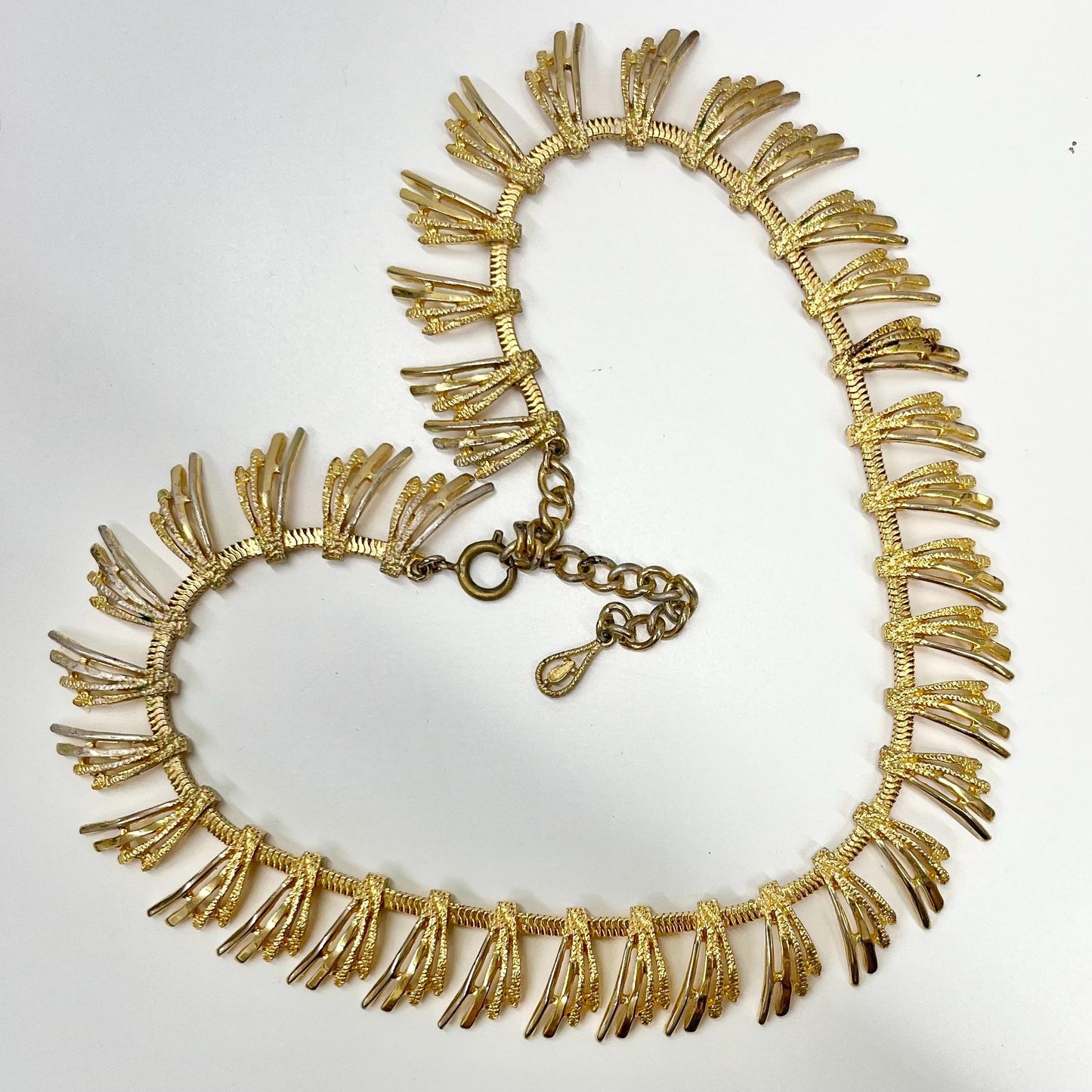 Vintage Gold Tone Brutalist Fringe Link Chain Necklace 1970’s - 1980’s Statement Power Chain TheGreenGlassGemShop