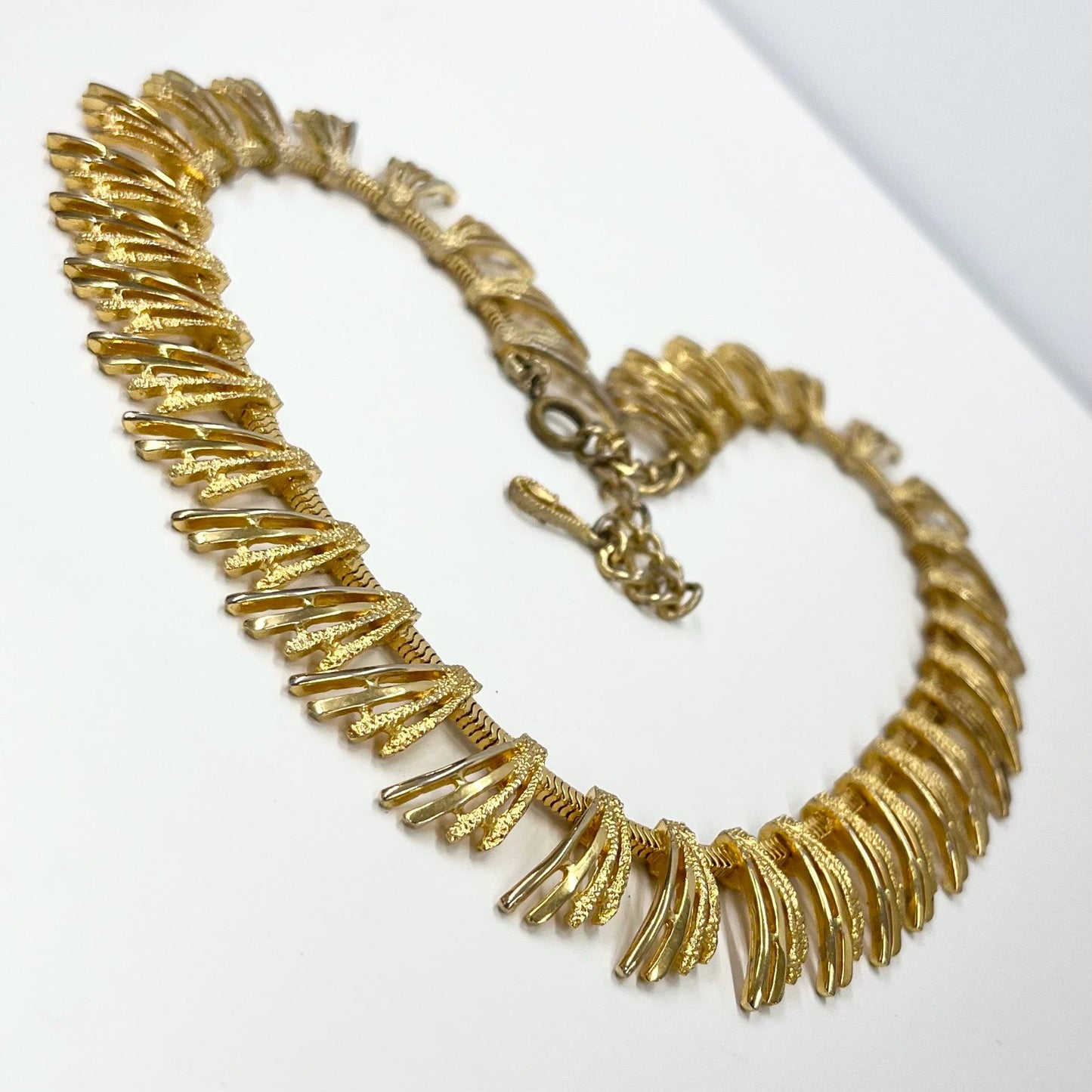 Vintage Gold Tone Brutalist Fringe Link Chain Necklace 1970’s - 1980’s Statement Power Chain TheGreenGlassGemShop