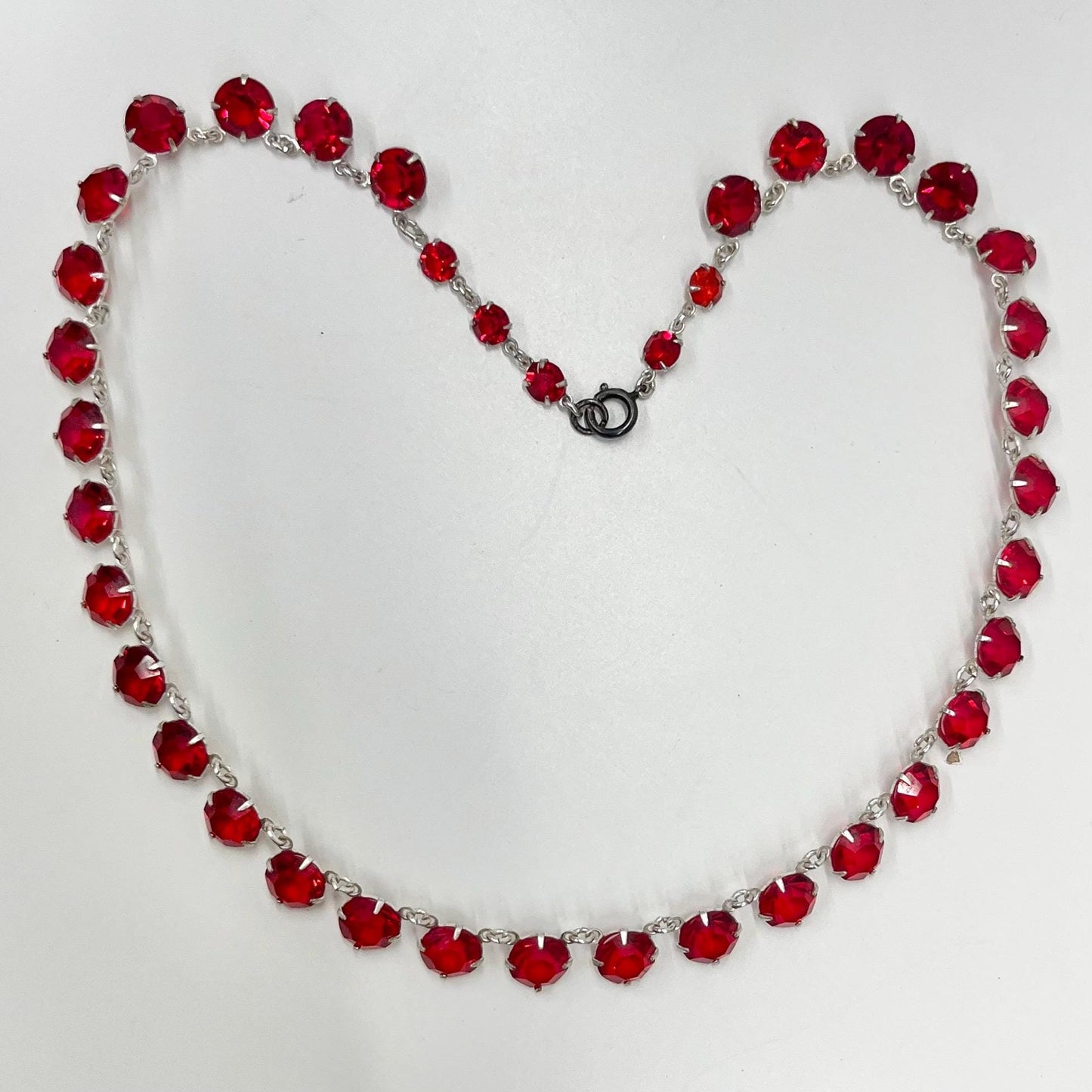 Vintage 1950’s - 1960’s Rivioli Red Austrian Crystal Necklace Super Sparkling Prom Bridal TheGreenGlassGemShop