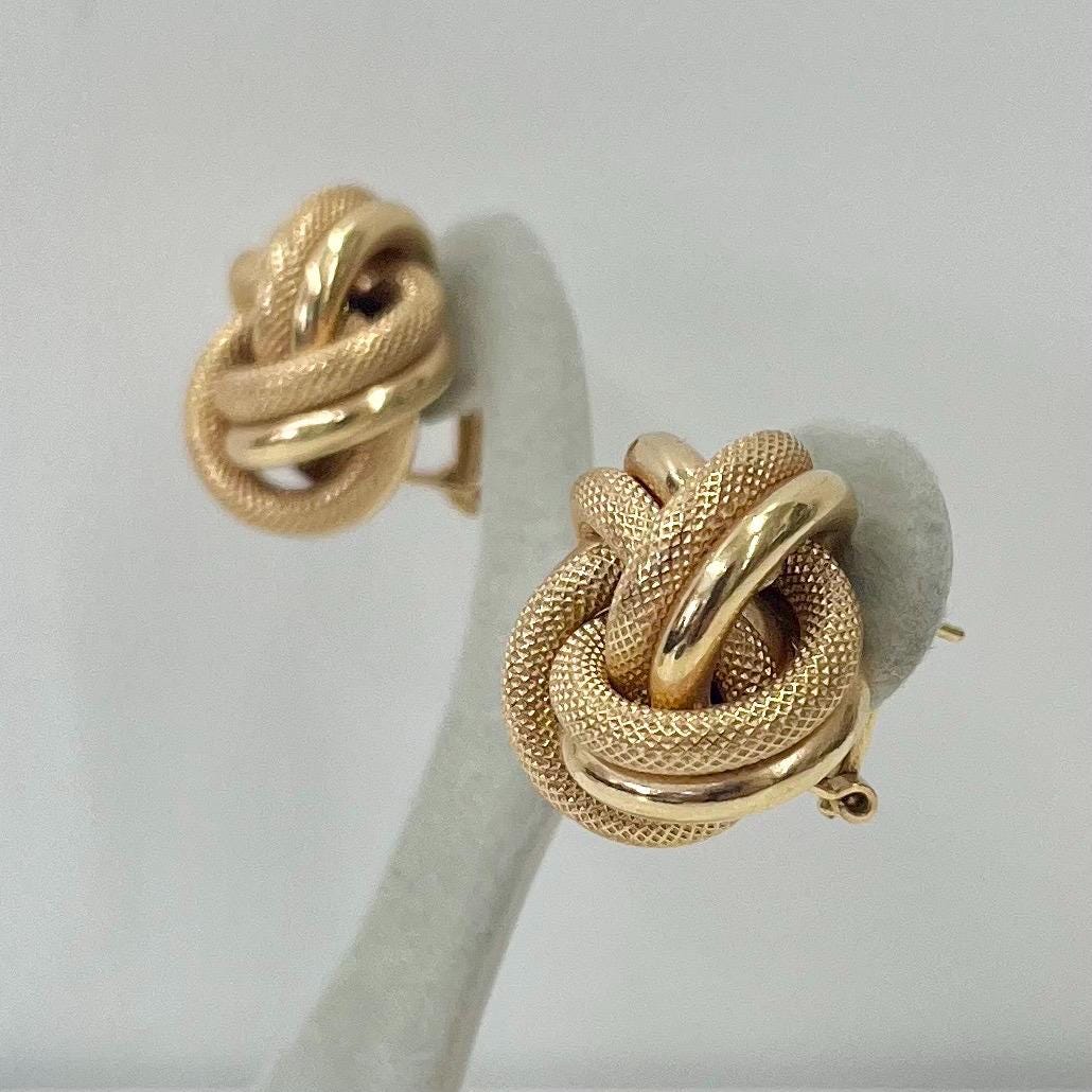 Vintage 9ct Gold Large Twisted Knot Stud Earrings for Pierced Ears Fully Hallmarked 9ct Gold TheGreenGlassGemShop