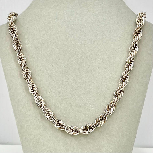 Vintage Chunky 18” Long Light Gold Plate 8mm Rope Twist Chain Necklace 1970’s - 1980’s Statement Power Chain TheGreenGlassGemShop