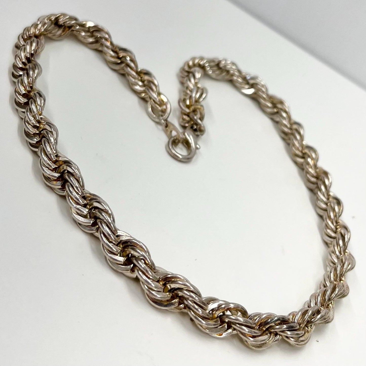 Vintage Chunky 18” Long Light Gold Plate 8mm Rope Twist Chain Necklace 1970’s - 1980’s Statement Power Chain TheGreenGlassGemShop