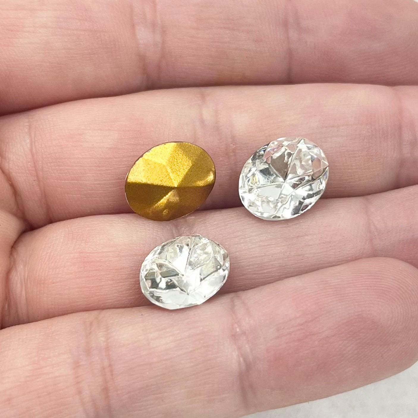 2 x Vintage 12x10mm Clear Oval Swarovski Crystal Rhinestone Point Back Stones 4130/2 - for jewellery making & crafts - SD1 TheGreenGlassGemShop